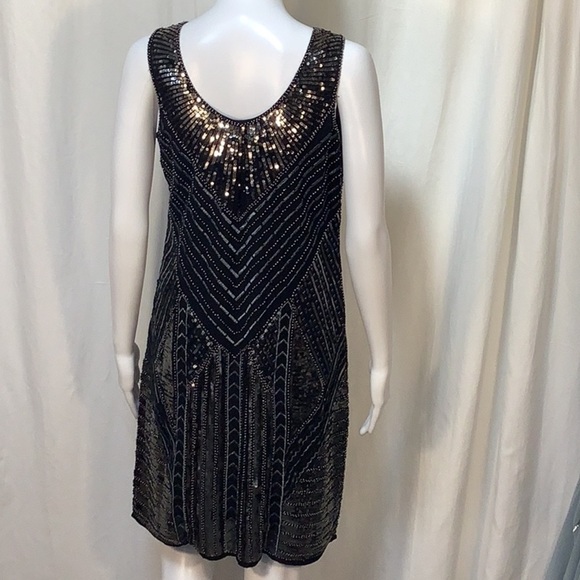 NWOT Cupio Black Beaded Sequin Embellished Sleeveless Shift Evening Dress Sz 10 - Picture 9 of 12